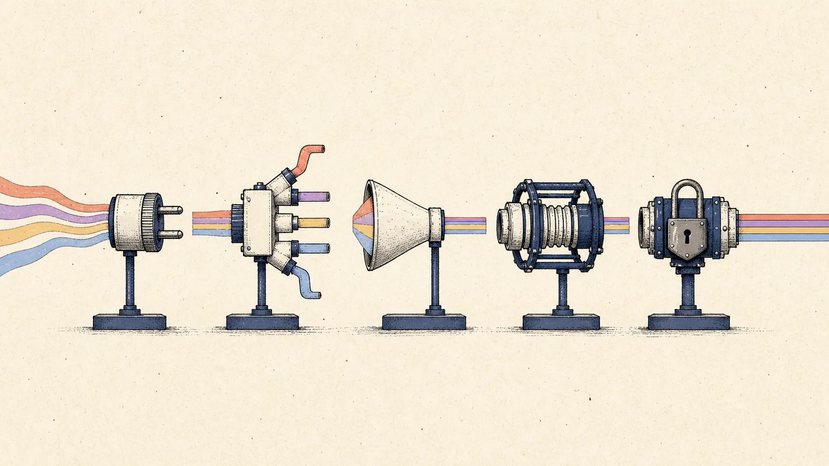 Five mechanical workflow connectors show different ways to move Shopify activity into accounting.